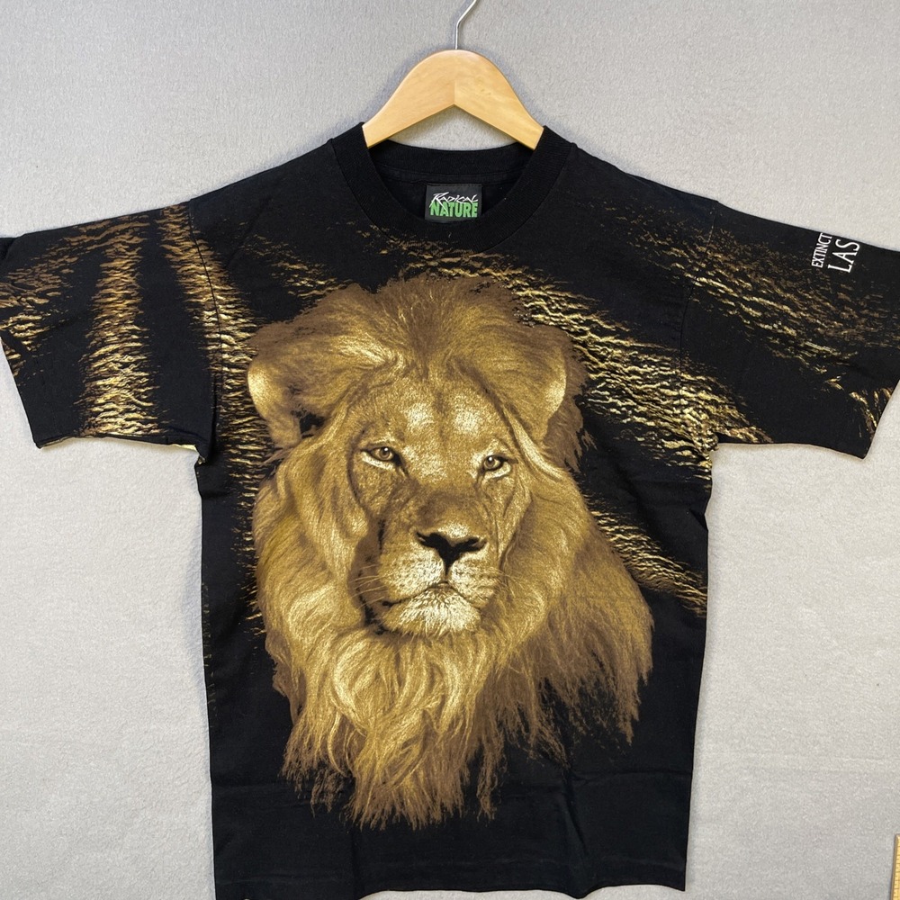 Radical Nature Lion T Shirt Mens Medium Black All Over Print Las Vegas Nature